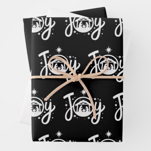 Christian Christmas Joy Jesus Nativity Scene Faith Wrapping Paper Sheets (In situ)
