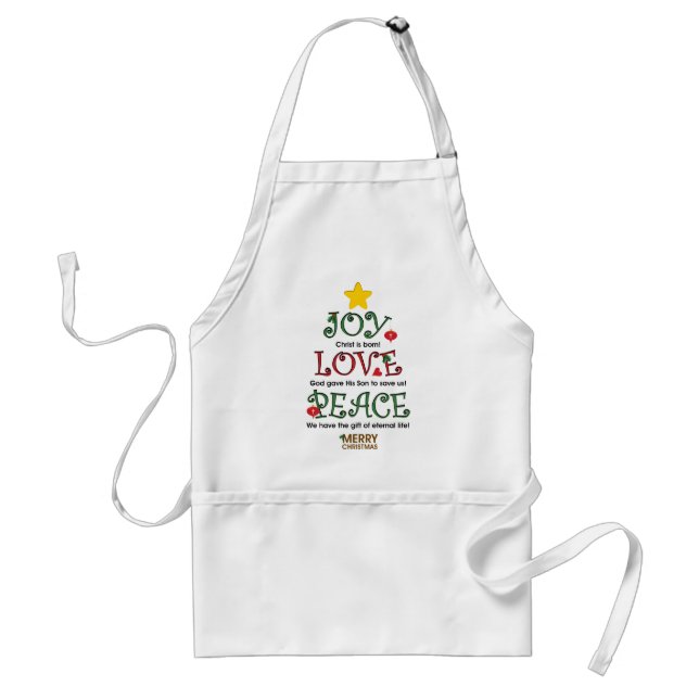 Christian Christmas Joy Love and Peace Adult Apron (Front)