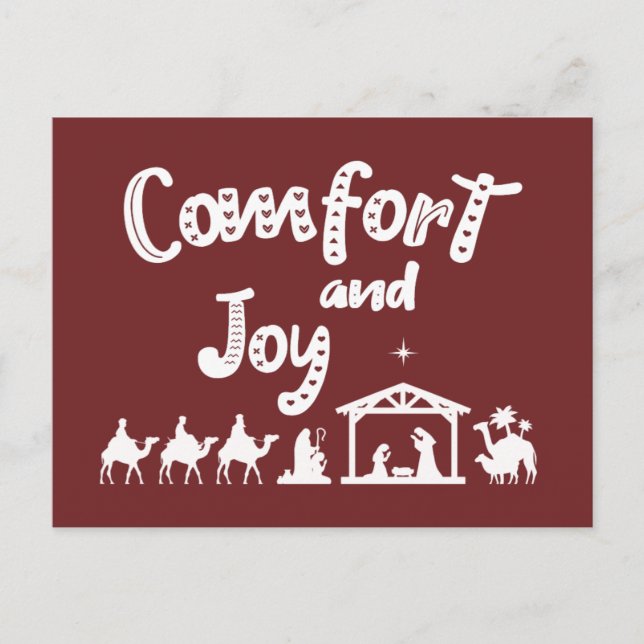 Christian Christmas Joy Nativity Scene Postcard (Front)