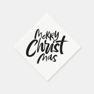 Christian Christmas Lettering Religious Black Napkins