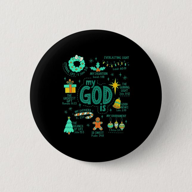 Christian Christmas My God Is Jesus Is The Reason  Button (Front)