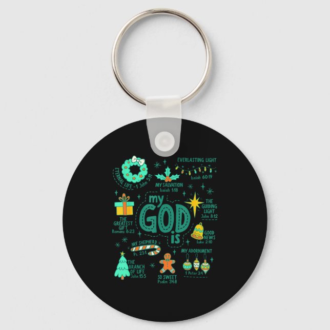 Christian Christmas My God Is Jesus Is The Reason  Keychain (Front)
