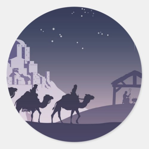 Christian Christmas Nativity Scene Classic Round Sticker