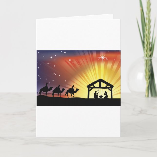 Christian Christmas Nativity Scene Holiday Card (Front)