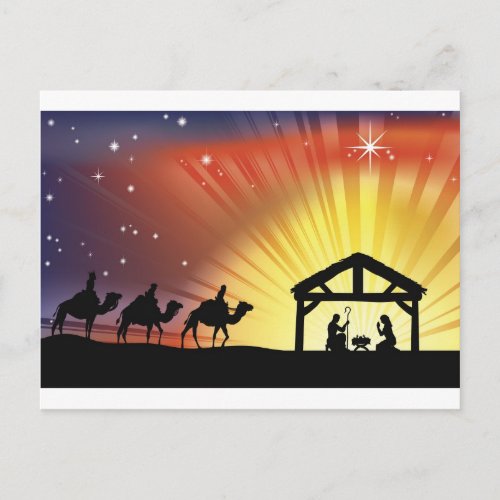 Christian Christmas Nativity Scene Holiday Postcard