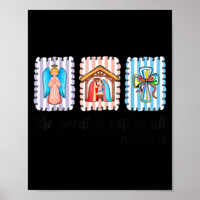 Christian Christmas Nativity Scene Jesus Faith Bel Poster (Front)