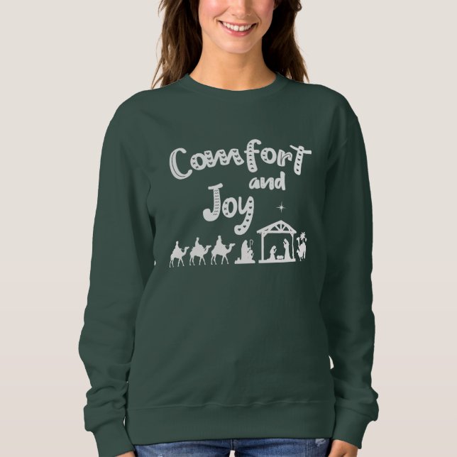 Christian Christmas Nativity Scene Joy Sweatshirt (Front)