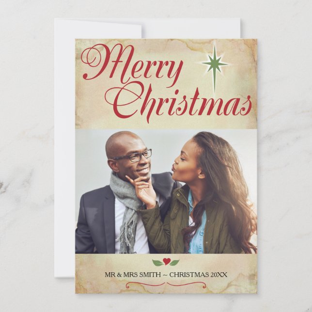 Christian Christmas Photo Card, Scripture on Back Holiday Card (Front)