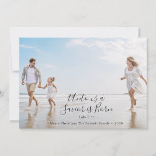 Christian Christmas Photo Luke 2:11 Savior Is Born Holiday Card