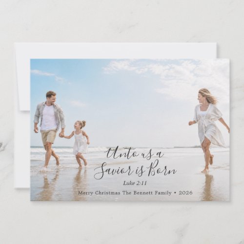 Christian Christmas Photo Luke 2:11 Savior Is Born Holiday Card