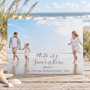 Christian Christmas Photo Luke 2:11 Savior Is Born Holiday Card