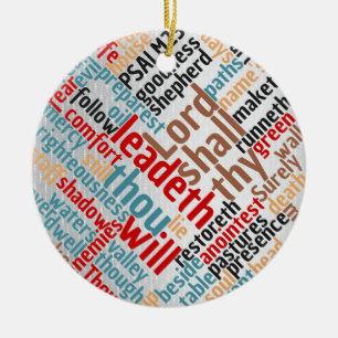 Christian Christmas Psalm 23 Scripture Ceramic Ornament