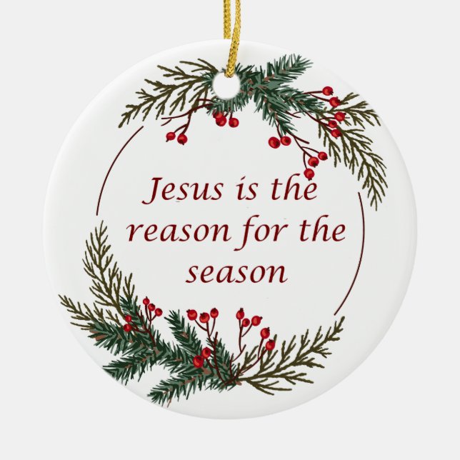 Christian Christmas Scripture Dated Custom Ceramic Ornament (Front)