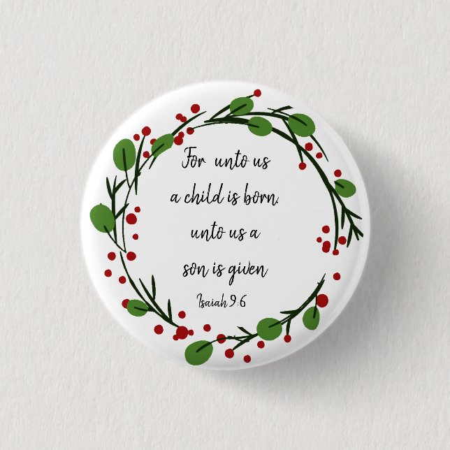 Christian Christmas Scripture Inspirational Verse Button (Front)