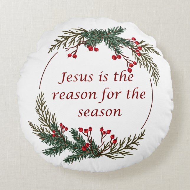Christian Christmas Scripture  Round Pillow (Front)