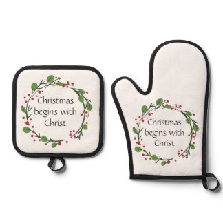 Christian Christmas Scripture  Scripture Oven Mitt & Pot Holder Set
