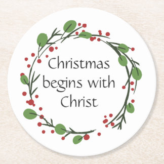 Christian Christmas Scripture  Scripture Round Paper Coaster