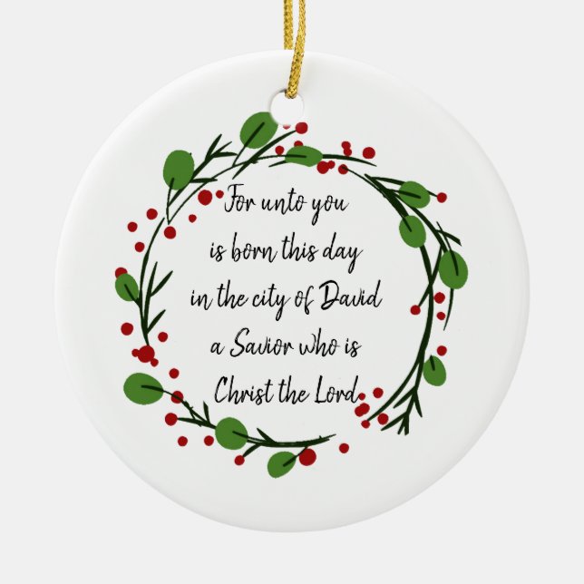 Christian Christmas Scripture Sticker Scripture Ceramic Ornament (Front)