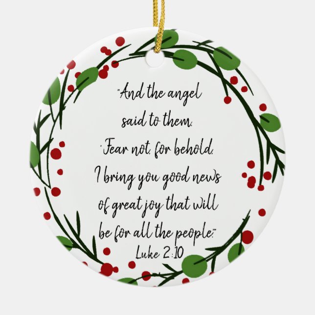 Christian Christmas Scripture Sticker Scripture Ceramic Ornament (Front)