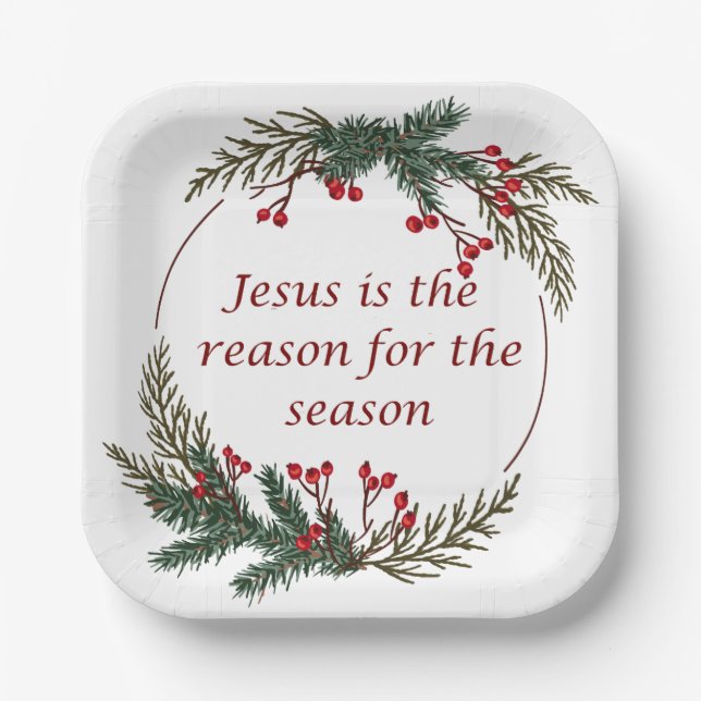 Christian Christmas Scripture Sticker Scripture Paper Plates (Front)