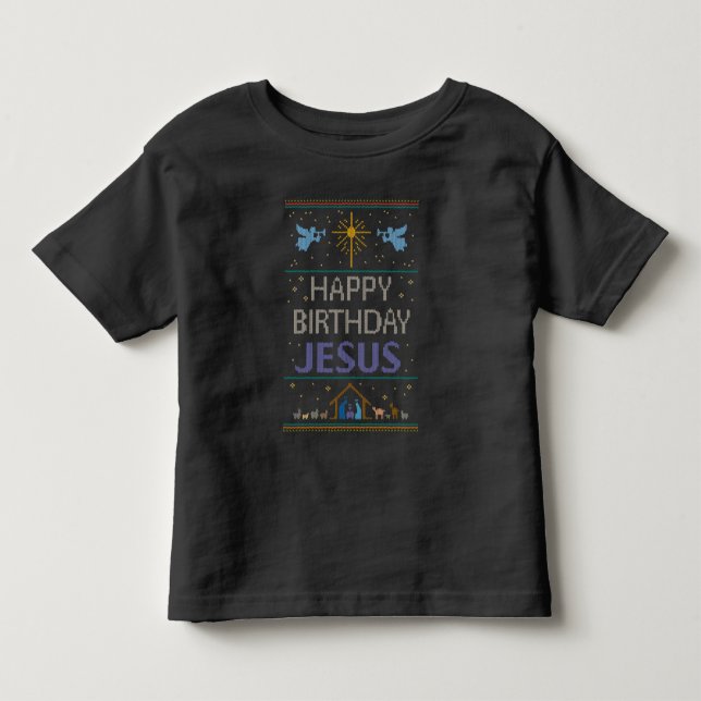 Christian Christmas Sweater  Happy Birthday Jesus (Front)