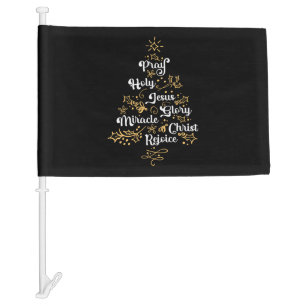 Christian Christmas Tree Family Holiday Church Car Flag