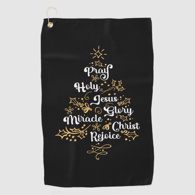 Christian Christmas Tree Family Holiday Church Golf Towel (Front)