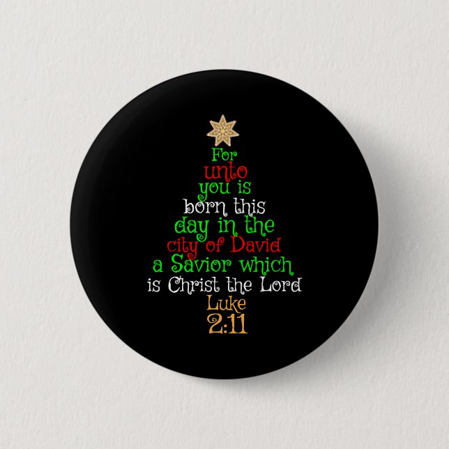 Christian Christmas Tree Shirts Button (Front)