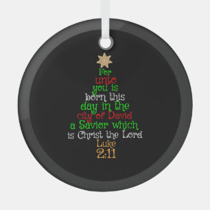 Christian Christmas Tree Shirts Glass Ornament