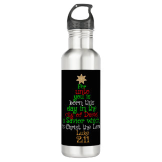 Christian Christmas Tree Shirts Stainless Steel Water Bottle