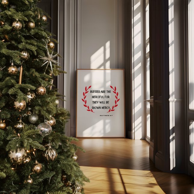 Christian Christmas Wall Art Matthew 5:7 (Christmas Christian Wall Art, Matthew 5:7, Christian Christmas Prints, Minimalist Christmas Decor)