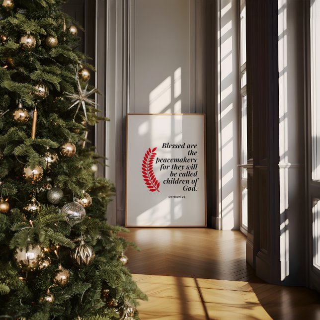 Christian Christmas Wall Art Matthew 5:9 (Christmas Christian Wall Art, Matthew 5:9, Christian Christmas Prints, Minimalist Christmas Decor)