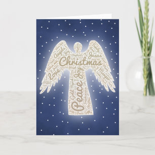 Christian Christmas with typography angel Holiday Card