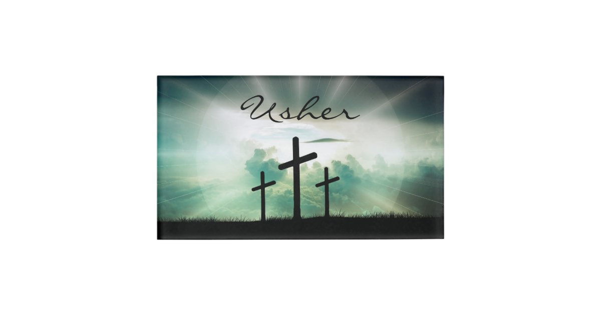 Christian Church Cross Congretation Usher Ministry Name Tag Zazzle