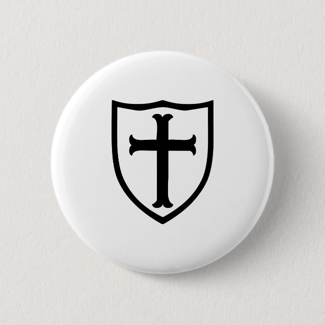 Christian Church Cross Knight Shield Study Gift Button (Front)