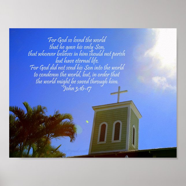 Christian Church Cross Poster with Bible Verse (Front)