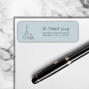 Christian Church Line Art Minimal Stylish Blue Label