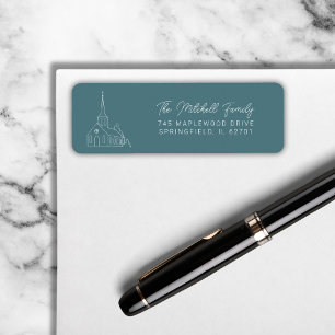 Christian Church Line Art Minimal Stylish Green Label