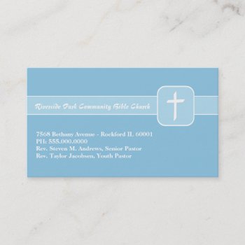 Christian Church Ministry Blue Emblem With Cross Business Card by Christian_Faith at Zazzle