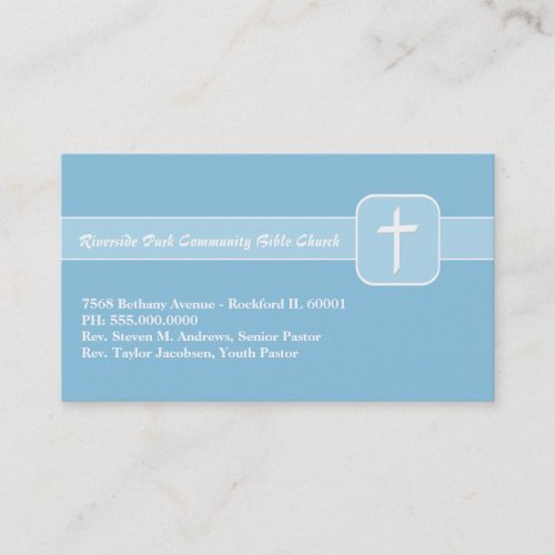 Christian Church Ministry Blue Emblem with Cross Business Card