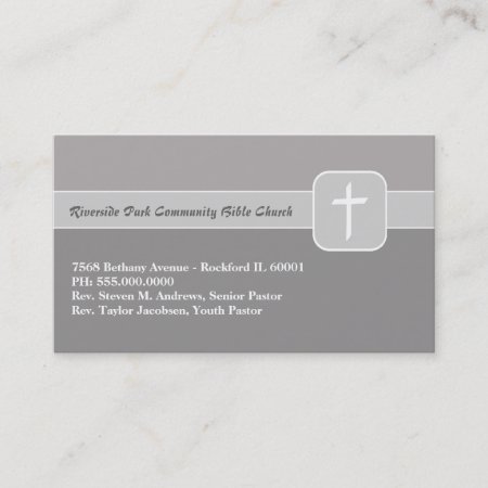Christian Church Ministry Gray Emblem With Cross Business Card