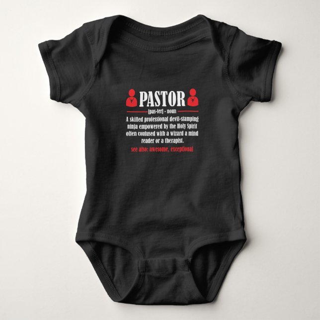 Christian Church Pastor Definition Religious Minis Baby Bodysuit (Front)
