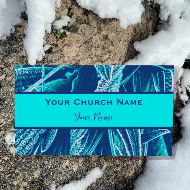 Christian Church Pastor Modern Turquoise Nature  Business Card (Customize the perfect unique turquoise card.  On the back add more contact info and custom text.)