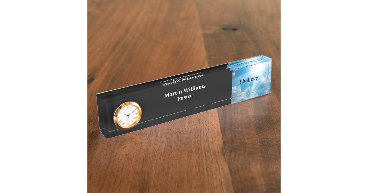 Christian Church Pastor With Message OF Faith Desk Name Plate | Zazzle