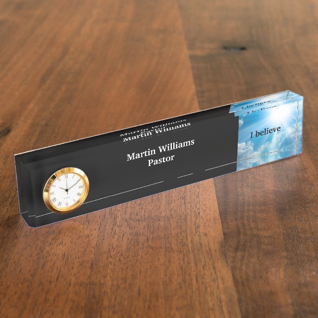Christian Church Pastor With Message OF Faith Desk Name Plate (Side)