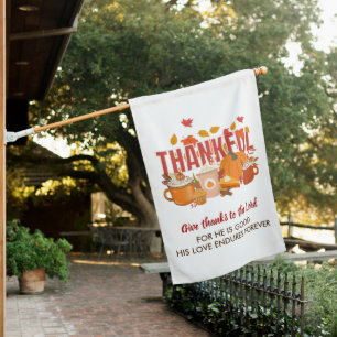 Christian CHURCH SERVICE AND Thanksgiving Family House Flag