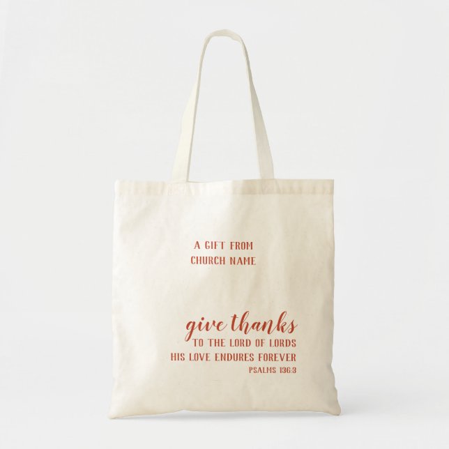 Christian Church Thanksgiving Donation Gift Custom Tote Bag (Front)