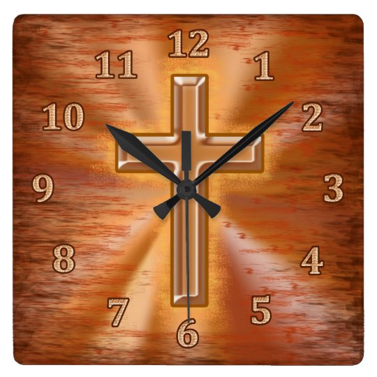 Christian Clocks with Gold Cross Grunge Background