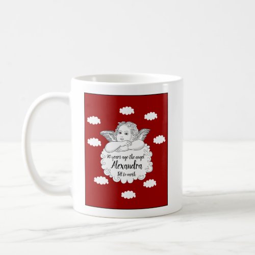 Christian Cloud Angel Happy 90th Birthday Red Coffee Mug