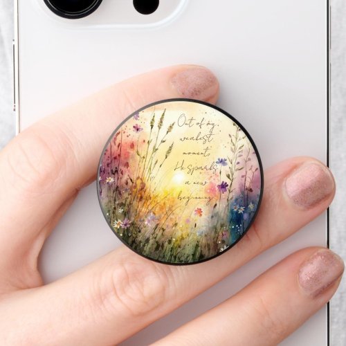 Christian Colorful Wildflowers Watercolor Verse PopSocket